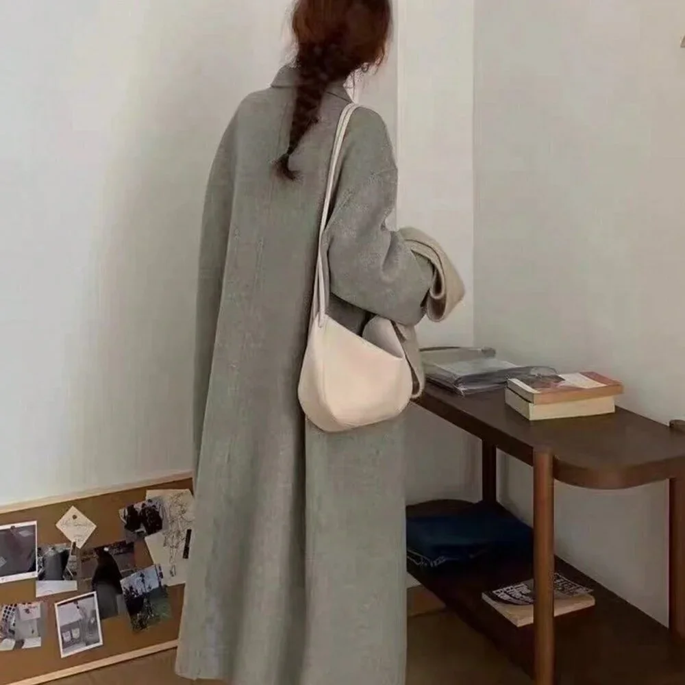 women's Dropped Shoulder Double-Breasted CoaGrey